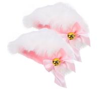 Lurrose Pince à Cheveux Oreilles de Chat Cosplay 1 Paire, Barrette avec Cloche et Ruban, Accessoires Cheveux Blancs et Roses, Coiffe Fête Originale pour Femmes et Filles