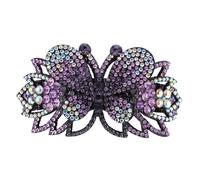 Lurrose Pince à Cheveux Strass Moyen, Accessoire Coiffure pour Femmes, Clip Griffe Violet, Barrette à Cheveux Élégante, Usage Quotidien et Occasions Spéciales, 1 Pièce
