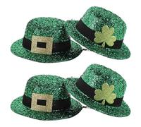Lurrose Pinces à Cheveux Saint Patrick 4 Pièces - 2 Clips Trèfle Vert Paillettes 2 Clips Chapeau Lutin Boucle Dorée - Accessoires Irlandais Légers pour Fête, Costume et Coiffure