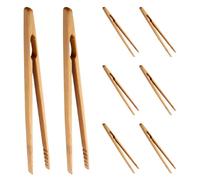 Lurrose Pinces Cuisine en Bambou Antidérapantes 8 Pièces Petites Pinces à Ergonomiques pour Service Buffet Barbecue et Pâtisserie Outil Multifonction pour Fruits Toasts et Salades