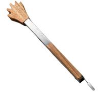 Lurrose Pinces de Cuisine Bois Anti-brûlure Pince Bbq Inoxydable Poignée Isolante pour Barbecue Pique- et Cuisine Familiale