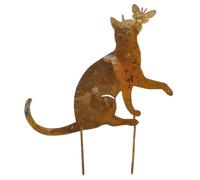 Lurrose Piquet de Sculpture de Chat Décoration Rétro Légère et Fer Marron Facile à Transporter Illumine Votre Espace Extérieur pour Jardin et Maison