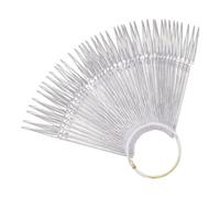 Lurrose Plaques de Présentation pour Peinture et Gravure 100pcs pour Ongles D'éventail Argenté en Plastique et Métal pour Manucure et Nail Art