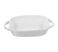 Lurrose Plat à Four avec Double Poignée Anti-brûlure en Céramique Blanc Compatible Lave-vaisselle, pour de Salades et Desserts Lors de Fêtes ou Bars