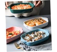 Lurrose Plat à Four Céramique Bleu avec Poignées Résistant Haute Température Ustensile de Pâtisserie Polyvalent pour Micro-ondes Four et Congélateur pour Gratins et Lasagnes