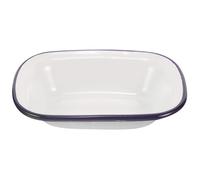 Lurrose Plat Émaillé Rectangulaire 16 Cm Bleu Bordure, Plat de Cuisson Résistant la Chaleur Multifonction, Plateau de Rangement Alimentaire pour Four et Restauration, pour Gâteaux,