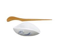 Lurrose Plateau à Thé Céramique avec Cuillère Doseuse pour Café et Thé Support Élégant et Grains de Café Accessoire Polyvalent Chinoise