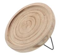 Lurrose Plateau Décoratif en Bois Rond avec Support Tripode en Fer, 30 Cm, pour Rangement Bijoux et Présentation Bougies Chauffe-Plat, Plateau de Table Multifonction pour Décoration