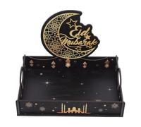 Lurrose Plateau en Bois Étoile et Lune pour Ramadan, Boîte à Bonbons Authentique, Rangement Alimentaire et Partage, Décoration Festive pour Célébrations à Domicile