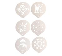 Lurrose Pochoirs à Café Modèles Artistiques Assortis 6pcs en Acier Inoxydable Facile à Utiliser pour Décoration Professionnelle de Cappuccino pour Mousse Latte