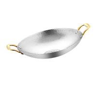 Lurrose Poêle de Cuisson Inox à Double Poignée 23 Cm, Casserole Coréenne en Acier Inoxydable Argenté Finition Martelée, Ustensile Ménager pour Cuisson à Feu Moyen, la Cuisine Maison