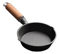 Lurrose Poêle en Fonte Mini 10 Cm Antiadhésive Manche en Bois, Hauteur 3 Cm, pour Œufs et Petits Plats, Poêle Pratique Cuisine Maison et Professionnelle