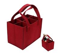 Lurrose Porte-Bouteilles en Feutre Réutilisable pour 6 Bouteilles, Paquet de Transport Rouge en Feutre Épais, Compartiments Multicellulaires, Pliable, pour Voyage et Pique-niques,