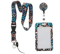 Lurrose Porte-cartes Avec Cordon Étui Pour Carte Identité Porte-badge Portable Pochette Pour Étiquette Motifs Floraux Protège-cartes Étudiant