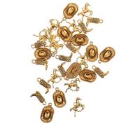 Lurrose Porte-clés Bottes et Chapeaux Cowboy Western 30 Pièces Doré Vintage, Breloques en Métal pour Création Bijoux Cowgirl, Accessoires Artisanaux Mariage et Décoration Western
