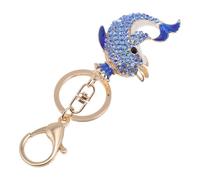 Lurrose Porte-clés Dauphin en Métal Délicat Orné de Cristaux, Pendentif Créatif Portable pour Clés de Voiture, Accessoire Unique Anneau