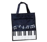 Lurrose Porte-Mains en Tissu Non Tissé avec Motif de Notes Musicales Grand Format Réutilisable et Lavable pour Courses Voyage et Usage Quotidien Poignée Solide et Design Écologique Noir