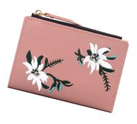 Lurrose Portefeuille pour Femmes Multifonctionnel Fermeture Éclair, Broderie de Fleur, Grand Porte-Cartes Vertical, Couleur Rose Foncé, Adapté pour Cartes Bancaires et Permis, Usage