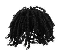 Lurrose Postiche Tressée Bou en Fibre Artificielle Noire, Douce et Confortable, Diamètre 6 Pouces, Facile à Coiffer pour Femmes et Hommes Street Dance Reggae