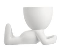 Lurrose Pot en Céramique Blanche pour Plantes Succulentes Petit Pot à Bonsaï Humaine Jardinière Mini Décorative pour Balcon et Bureau Uniques sans Plante Support Plat