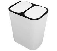 Lurrose Poubelle à Double Compartiment 15L Plastique PP Stable Antidérapante Couvercle Bouton-Poussoir pour Tri Déchets Secs et Humides la Cuisine Salon Bureau