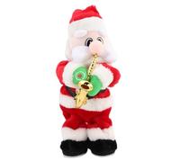 Lurrose Poupée Musicale du Père Noël Rouge Jouant du Saxophone en Plastique et Tissu, Interactif Sûr pour Décoration de Noël et Ambiance Festive