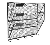 Lurrose Présentoir Mural à Magazines en Métal Filaire Panier Métallique à Plusieurs Niveaux Support de Rangement Mural Compact pour Bureau et Salle de Bain Suspendu pour Dossiers