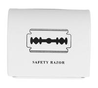 Lurrose Récupération de Rasoir Métallique Blanche Imprimée, Conteneur Sécurisé à Déchets pour Lames Usagées, Étui Compact pour Rangement Pratique en Salle de Bain, Compatible