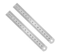 Lurrose Règle Plate en Acier Inoxydable 15 Cm Double Graduation Métrique et Impériale Précision Solide Usage Scolaire et Professionnel Lot de 2 Pièces