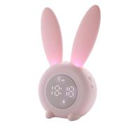 Lurrose Réveil LED Lapin avec Veilleuse USB Rechargeable Horloge de Bureau Petite Fonction Snooze et Suspension Magnétique Cadeau Original Rose