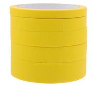 Lurrose Ruban de Masquage en Papier Crépon Jaune, Lot 5 Pièces, Adhésif Facile à Déchirer, pour Peinture Voiture et Meubles, Usage Bricolage et Protection Murs