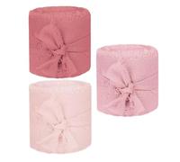 Lurrose Ruban en Chiffon Large 40mm pour Invitations Mariage, 3 Rouleaux de 5m, Style Élégant et Luxueux, Usages Multiples pour Bouquets Nuptiaux et Showers