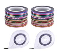 Lurrose Rubans Adhésifs pour Nail Art 62 Pcs, 2 Jeux avec 30 Couleurs Assorties, Autocollants Lignes de Marquage pour Manucure Diy, Compatibles Gel UV et Ongles Acryliques, Usage