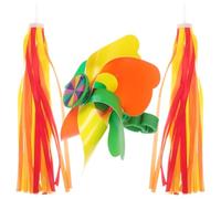 Lurrose Rubans de Guidon en Plastique Moulinet Jaune et Orange, Décorations pour Vélo et Trottinette Garçon et Filles, Accessoires Colorés pour Balade Amusante, Compatibles Tricycles