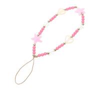 Lurrose Sangles de téléphone portable lost mignonette clé lanière de perle pour sangle de charmes de téléphone dragonne de téléphone de perles de coeur poignet de lanière de téléphone rose