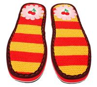 Lurrose Semelles de chaussures crochetées, semelles de remplacement confortables en tissu et plastique, 1 paire, résistantes à l'usure, pour pantoufles, hommes et femmes