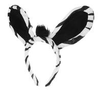 Lurrose Serrage-Tête Oreilles de Zèbre en Peluche Douce Bandeau Animalier Noir et Blanc Accessoire de Costume Festif pour Fête Cosplay et Anniversaire Serrage-Têtes Oreilles D’Animaux