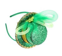 Lurrose Serrage-tête Vert de Chapeau Haut de Forme Plume Artificielle, Design Polyvalent et Confortable pour Femmes, pour Fêtes Familiales et Costumes Saint-patrick