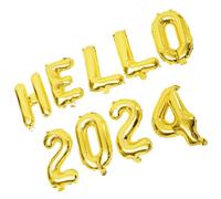 Lurrose Set de Ballons Décoratifs Hello Doré pour Fête Du Nouvel An Kit Complet pour Décoration Murale et Centre de Table pour Soirée de Réveillon et Célébrations