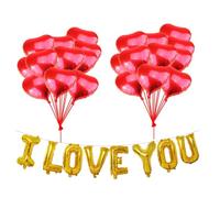 Lurrose Set de Ballons en Aluminium de Cœur T'aime Lot de 29 Facile à Gonfler pour Décoration de Fête Saint-valentin pour Mariage et