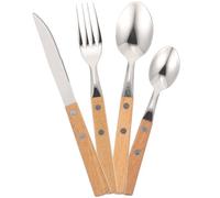Lurrose Set de Couverts de Camping Acier Inoxydable avec Manche Réutilisables Kit Portable avec Pochette pour Pique- et Voyage