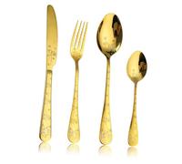 Lurrose Set de Couverts de Noël en Acier Inoxydable 4 Pièces Fourchettes et Cuillères de Fête Vaisselle de Style Western Coffret Présent Noir Décoration de Table pour Repas Festifs