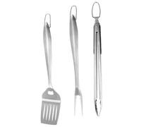 Lurrose Set D'outils pour Barbecue en Acier Inoxydable 3 Pièces Fourchette, Pince et Pelle, Design Ergonomique et Boîte de Rangement Pratique pour Barbecue en Plein Air