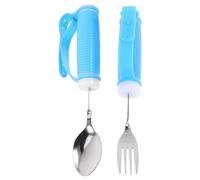 Lurrose Set D'ustensiles Adaptatifs en Acier Inoxydable Cuillère et Fourchette Anti-tremblements pour Adultes Souffrant, Poignée Ergonomique en Pp et Tpe, pour Centres de Réadaptation