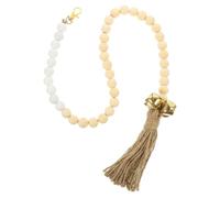 Lurrose Sonnette pour Porte à Chien Clochettes Blanches et Perles en Bois, Corde Décorative Suspendue pour Entraînement et Apprentissage Propreté, Accessoire pour Animaux de Compagnie