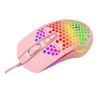 Lurrose Souris de Jeu Filaire Ergonomique Rose Résolution Optique 2500dpi et 6 Boutons pour Ordinateur Pc, pour Jouer Jeux Vidéo