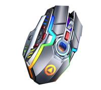 Lurrose Souris De Jeu sans Fil Silencieuse Rvb, Rechargeable, Ergonomique, 7 Boutons Multifonctions, Adaptée pour Ordinateur, Couleur Gris Électroplat, Gaming Compétitif