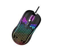 Lurrose Souris De Jeu USB Creuse Légère pour Ordinateur Portable, Gamer Ergonomique Éclairage RGB, Filaire Noire, Usage Bureau Et Gaming, Design Nid D’Abeille Confortable