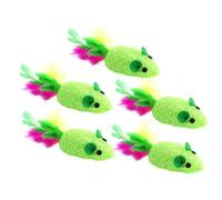 Lurrose Souris pour Chat Tissé Vert 10pcs Interactif Plume Polyester Attire Les Chats Évite Griffures Porte D'entrée Chaton