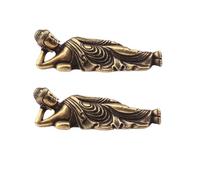 Lurrose Statues de Bouddha Couché en Laiton Massif 2pcs Or pour Décoration Intérieure Maison et Bureau Ornement Artistique Décoratif